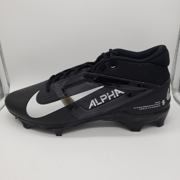 Nike Alpha Menace 4 Pro Football Cleats Black/Silver - Picture 2 of 8
